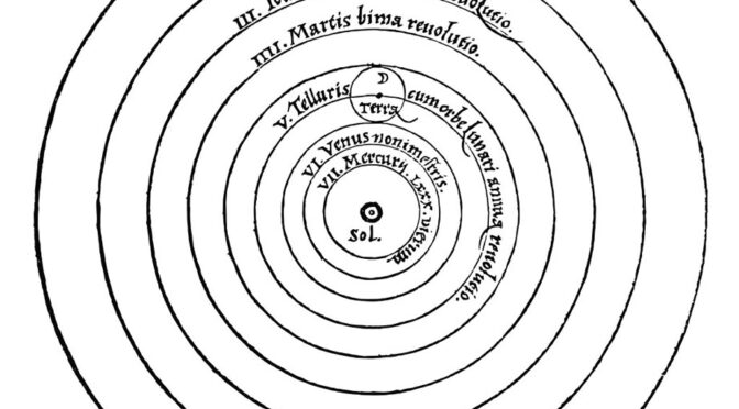 Nicolas Copernicus (1543) Heliocentrism. De revolutionibus Orbium coelestium, libri IV (Revolutions of the heavenly orbs). Nuremberg.