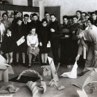 Josef Albers Preliminary class group critique. Bauhaus Dessau, 1928-29. Photo by Otto Umbehr.