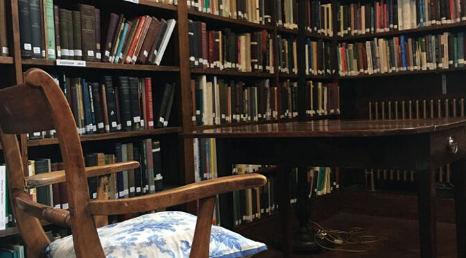 Conway Hall Library with Richard Carlile's writing desk from Dorchester Gaol and William Lovett's chair