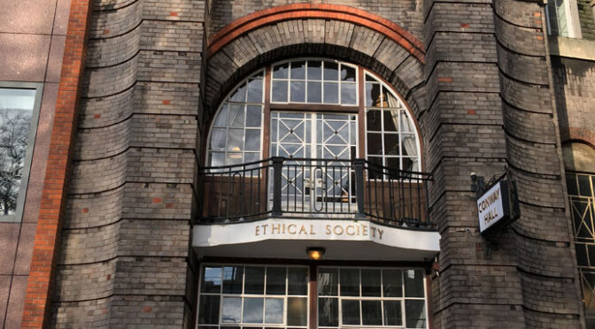 Conway Hall entrance, 7 Jan 2020