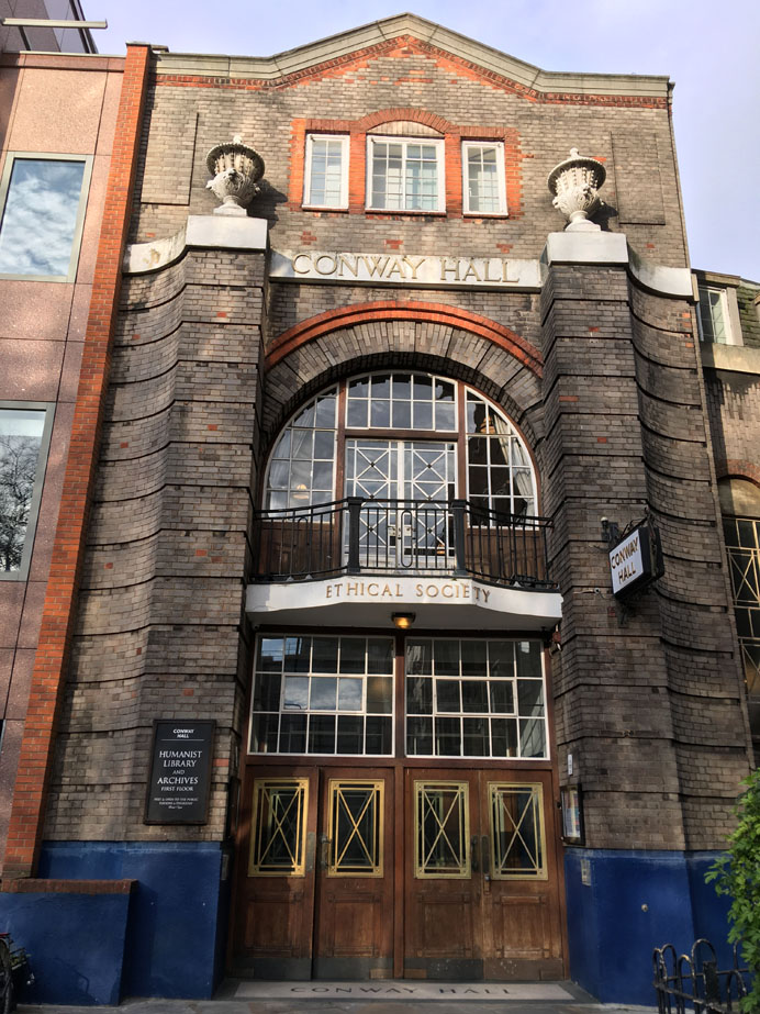 Conway Hall entrance, 7 Jan 2020