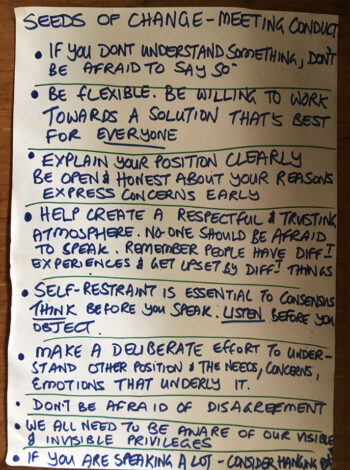 Seeds of Change Meeting Conduct. The Field New Cross, 2 June 2019.